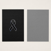 Chrome Style Black Ribbon Awareness Carbon Fiber (Front & Back)