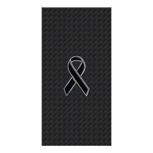 Chrome Style Black Ribbon Awareness Card