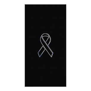 Chrome Style Black Ribbon Awareness Card