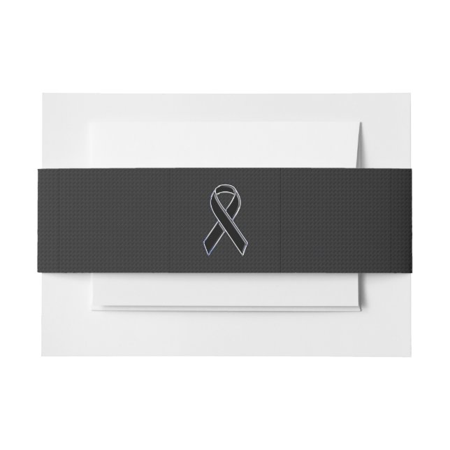 Chrome Style Black Ribbon Awareness Decor Invitation Belly Band (Front Example)