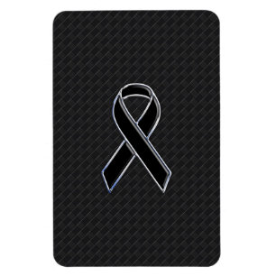 Chrome Style Black Ribbon Awareness Decor Magnet