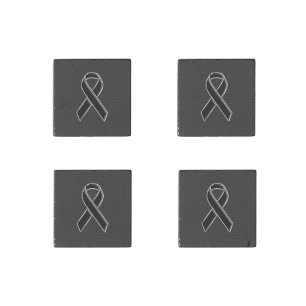 Chrome Style Black Ribbon Awareness Decor Stone Magnet