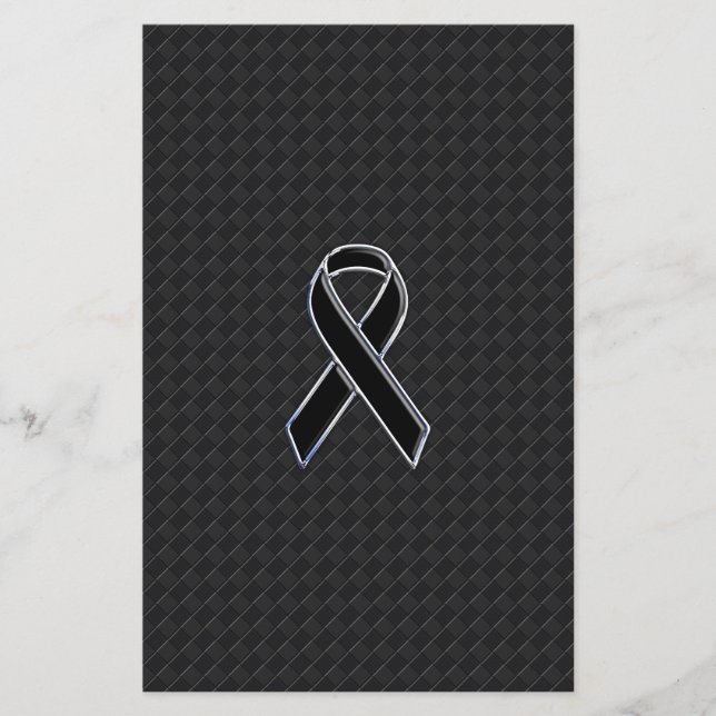 Chrome Style Black Ribbon Awareness Flyer (Front)