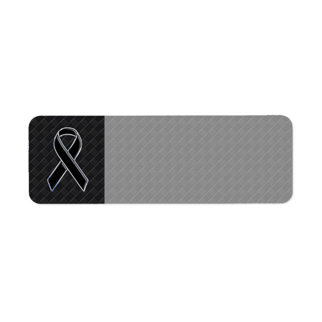 Chrome Style Black Ribbon Awareness Label (Front)