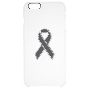 Chrome Style Black Ribbon Awareness Clear iPhone 6 Plus Case