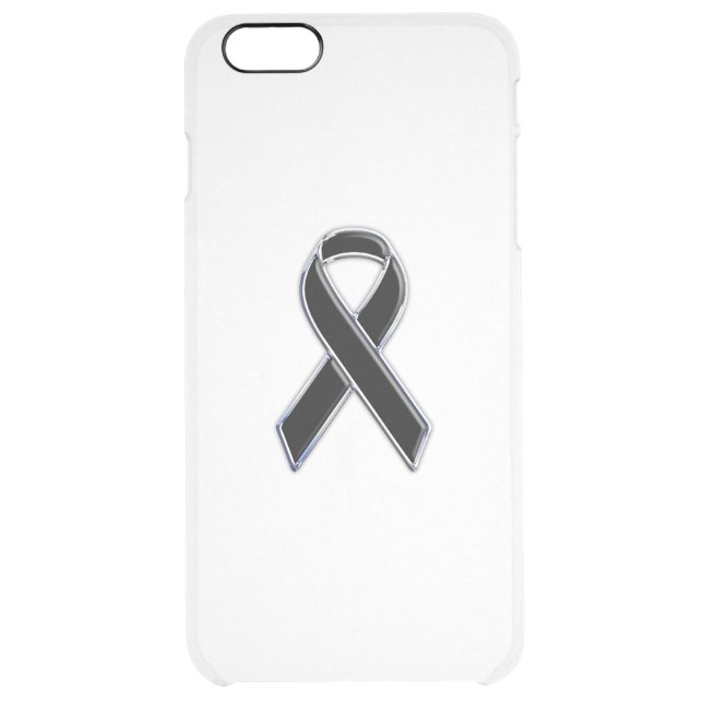 Chrome Style Black Ribbon Awareness Uncommon iPhone Case (Back)