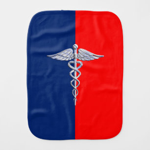 Chrome Style Caduceus Medical Symbol League Burp Cloth