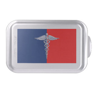 Chrome Style Caduceus Medical Symbol League Cake Pan