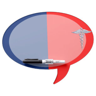 Chrome Style Caduceus Medical Symbol League Dry Erase Board