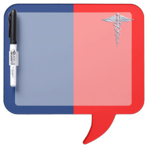 Chrome Style Caduceus Medical Symbol League Dry Erase Board