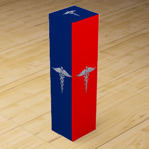 Chrome Style Caduceus Medical Symbol League Wine Box