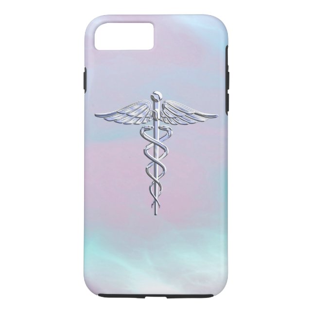 Chrome Style Caduceus Medical Symbol Mother Pearl Case-Mate iPhone Case (Back)