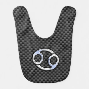 Chrome Style Cancer Zodiac Sign Carbon Fiber Print Bib