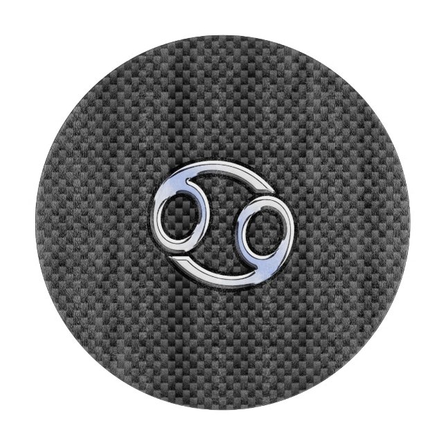 Chrome Style Cancer Zodiac Sign Carbon Fiber Print Cutting Board (Front)