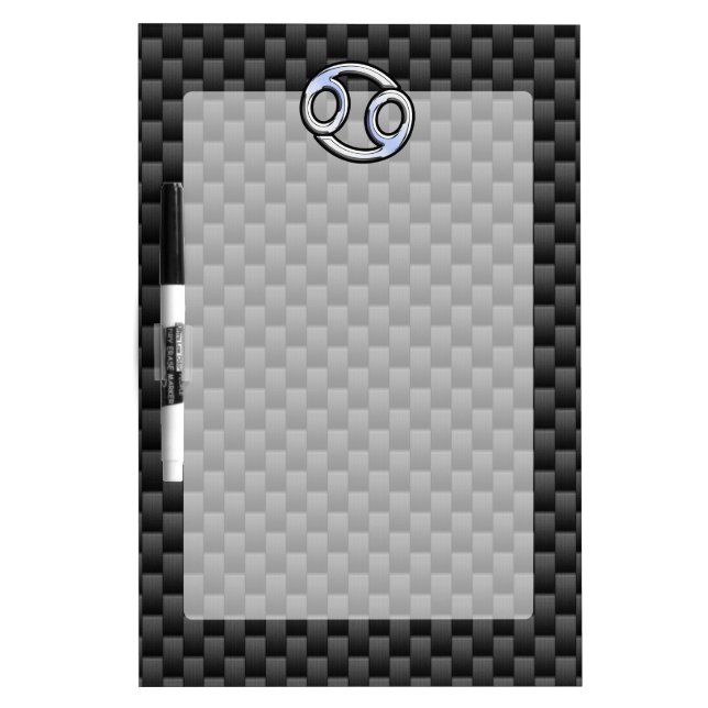 Chrome Style Cancer Zodiac Sign Carbon Fiber Print Dry-Erase Board (Front)