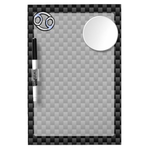 Chrome Style Cancer Zodiac Sign Carbon Fiber Print Dry Erase Board With Mirror