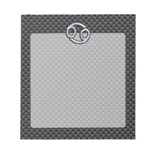Chrome Style Cancer Zodiac Sign Carbon Fiber Print Notepad