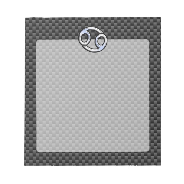 Chrome Style Cancer Zodiac Sign Carbon Fiber Print Notepad (Front)