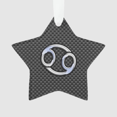 Chrome Style Cancer Zodiac Sign Carbon Fiber Print Ornament