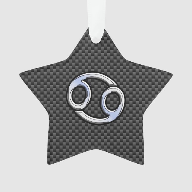 Chrome Style Cancer Zodiac Sign Carbon Fiber Print Ornament (Front)