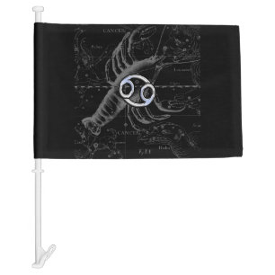 Chrome Style Cancer Zodiac Sign on Hevelius 1690 Car Flag