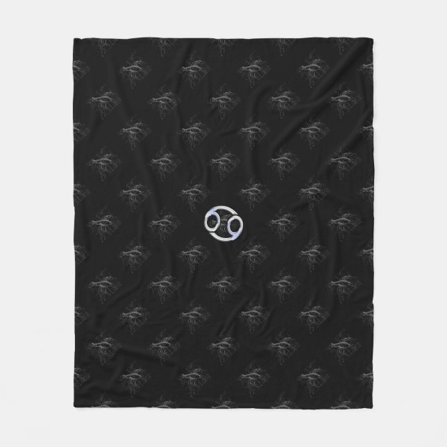 Chrome Style Cancer Zodiac Sign on Hevelius 1690 Fleece Blanket (Front)