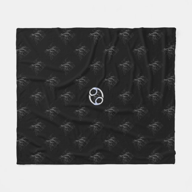 Chrome Style Cancer Zodiac Sign on Hevelius 1690 Fleece Blanket (Front (Horizontal))