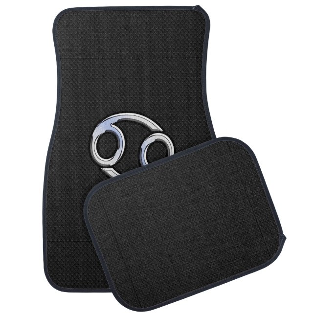 Chrome Style Cancer Zodiac Symbol Car Mat (Set)