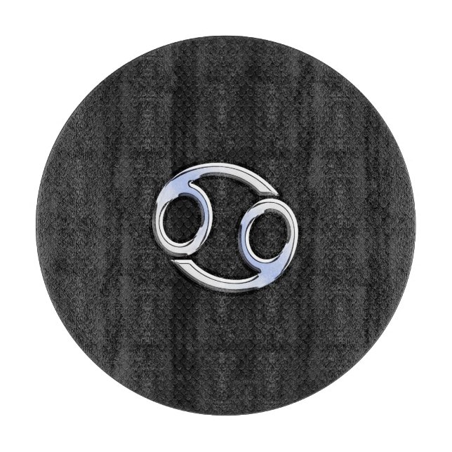 Chrome Style Cancer Zodiac Symbol Cutting Board (Front)