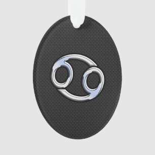 Chrome Style Cancer Zodiac Symbol Ornament