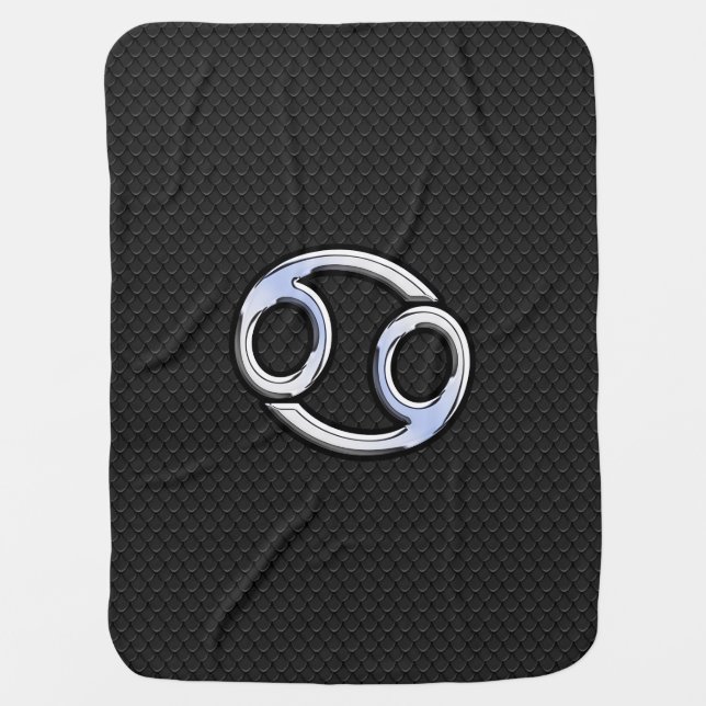 Chrome Style Cancer Zodiac Symbol Receiving Blanket (Front)