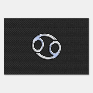 Chrome Style Cancer Zodiac Symbol Yard Sign