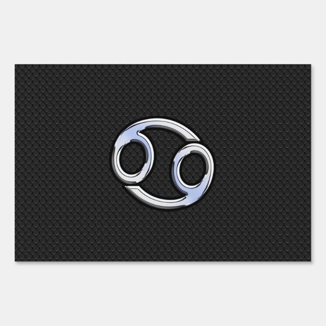 Chrome Style Cancer Zodiac Symbol Yard Sign (Front)