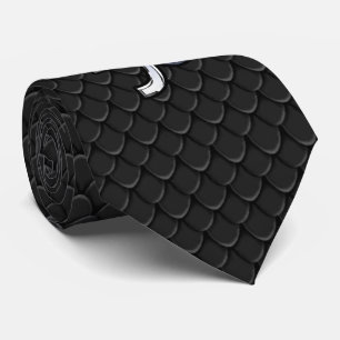 Chrome Style Capricorn Sign on Snake Skin Decor Neck Tie