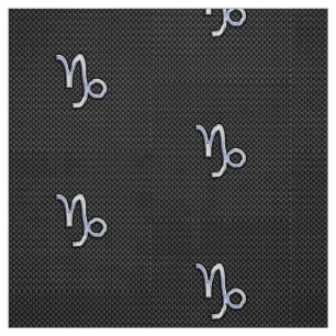 Chrome Style Capricorn Symbol on Carbon Fiber Fabric