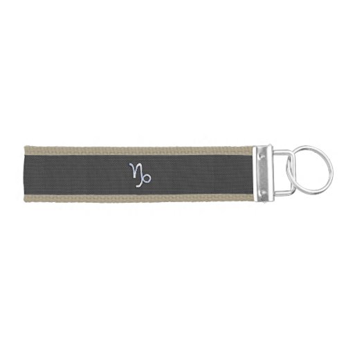 Chrome Style Capricorn Symbol on Carbon Fiber Wrist Keychain