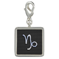 Chrome Style Capricorn Zodiac Sign on Carbon Fiber