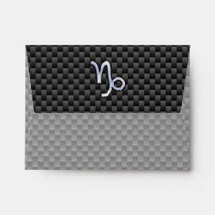 Chrome Style Capricorn Zodiac Sign on Carbon Fiber Envelope