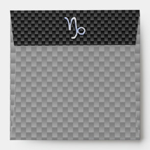 Chrome Style Capricorn Zodiac Sign on Carbon Fiber Envelope