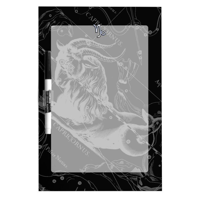 Chrome Style Capricorn Zodiac Sign on Hevelius Dry Erase Board (Front)