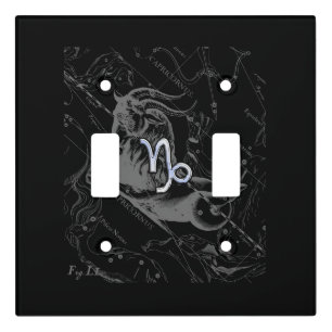 Chrome Style Capricorn Zodiac Sign on Hevelius Light Switch Cover
