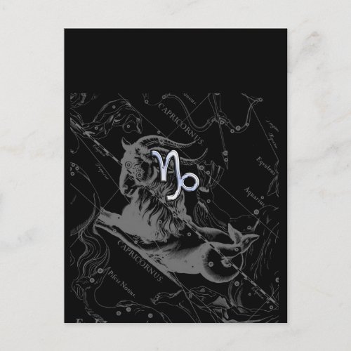 Chrome Style Capricorn Zodiac Sign on Hevelius Postcard