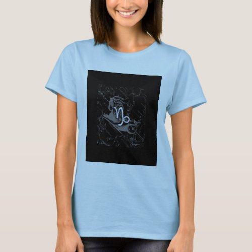 Chrome Style Capricorn Zodiac Sign on Hevelius T_Shirt