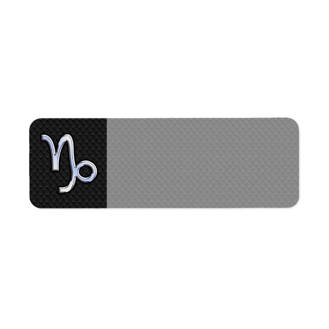 Chrome Style Capricorn Zodiac Sign on Snake style Label (Front)