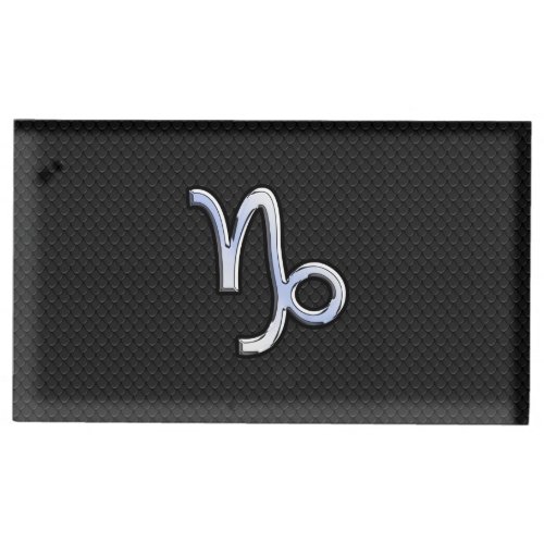 Chrome Style Capricorn Zodiac Sign on Snake style Table Card Holder
