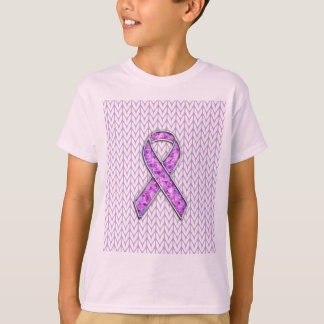 Chrome Style Crystal Pink Ribbon Awareness Knit T-Shirt