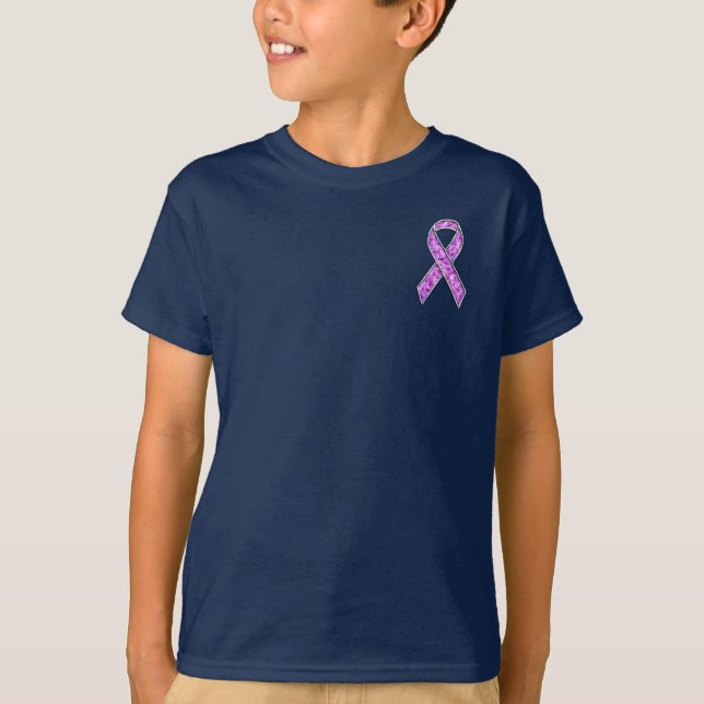 Chrome Style Crystal Pink Ribbon Awareness Knit T-Shirt (Front)