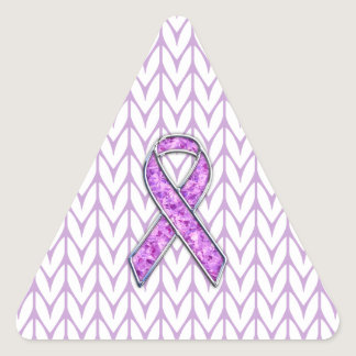 Chrome Style Crystal Pink Ribbon Awareness Knit Triangle Sticker