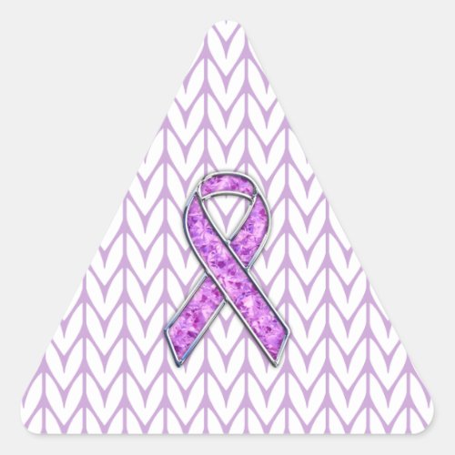 Chrome Style Crystal Pink Ribbon Awareness Knit Triangle Sticker