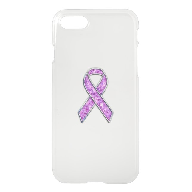 Chrome Style Crystal Pink Ribbon Awareness Knit Uncommon iPhone Case (Back)